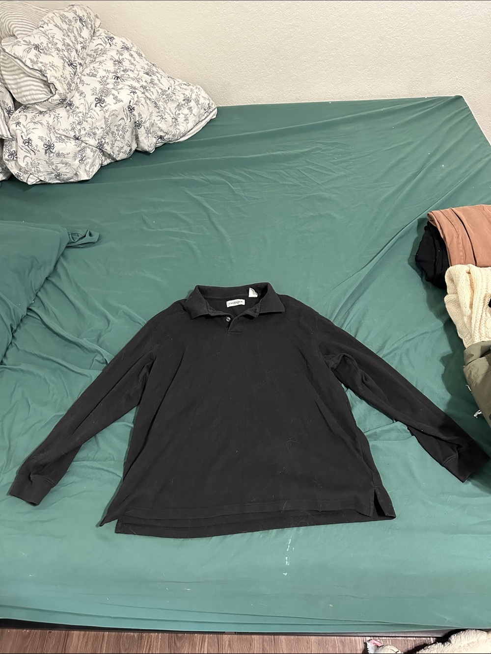 Long Sleeve Black Polo Tee - Women's Classic Fit
